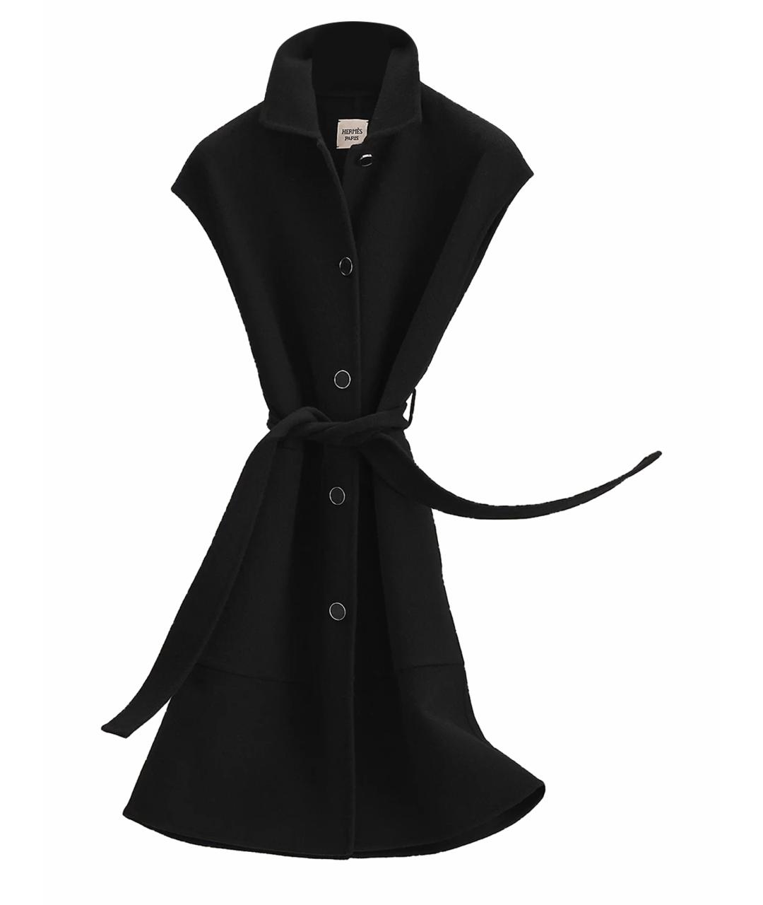 HERMES Черное кашемировое пальто, фото 1