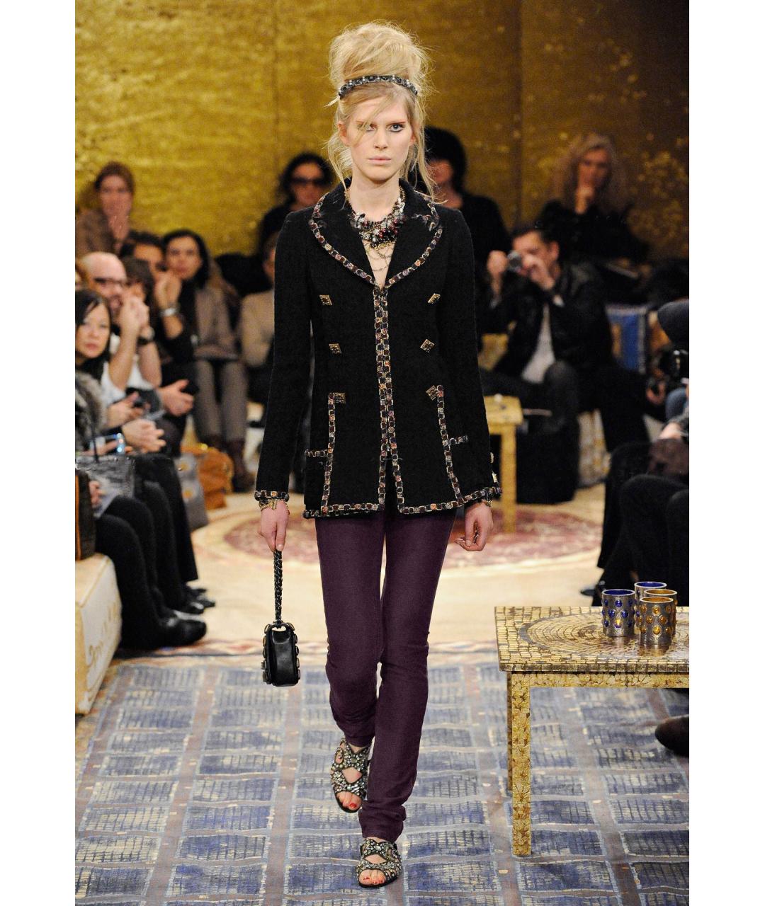 CHANEL Черный твидовый жакет/пиджак, фото 2