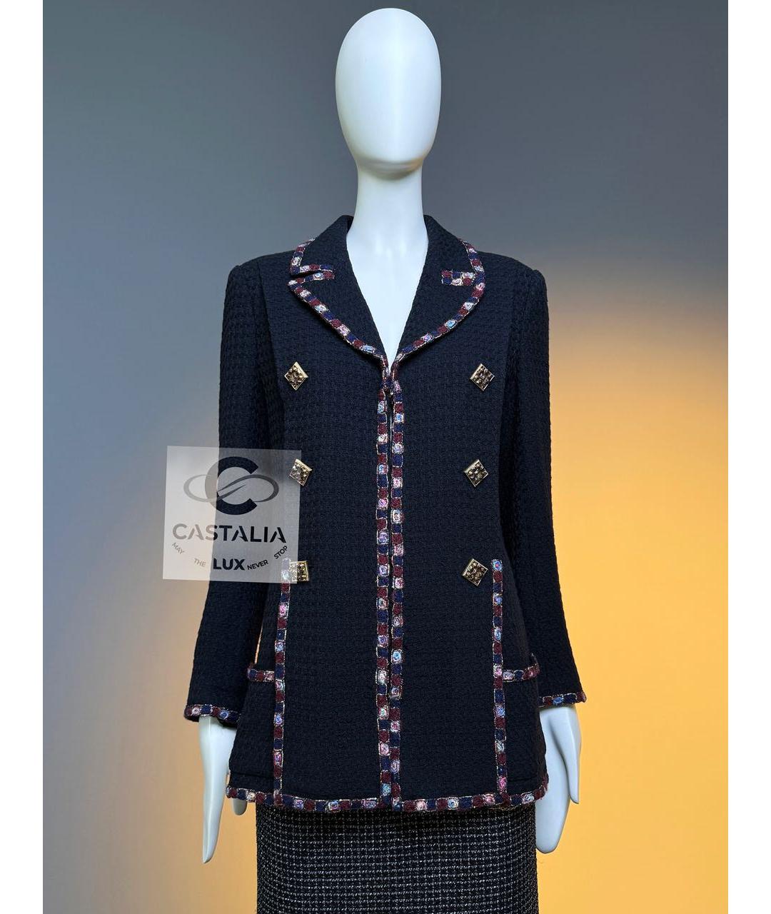 CHANEL Черный твидовый жакет/пиджак, фото 5