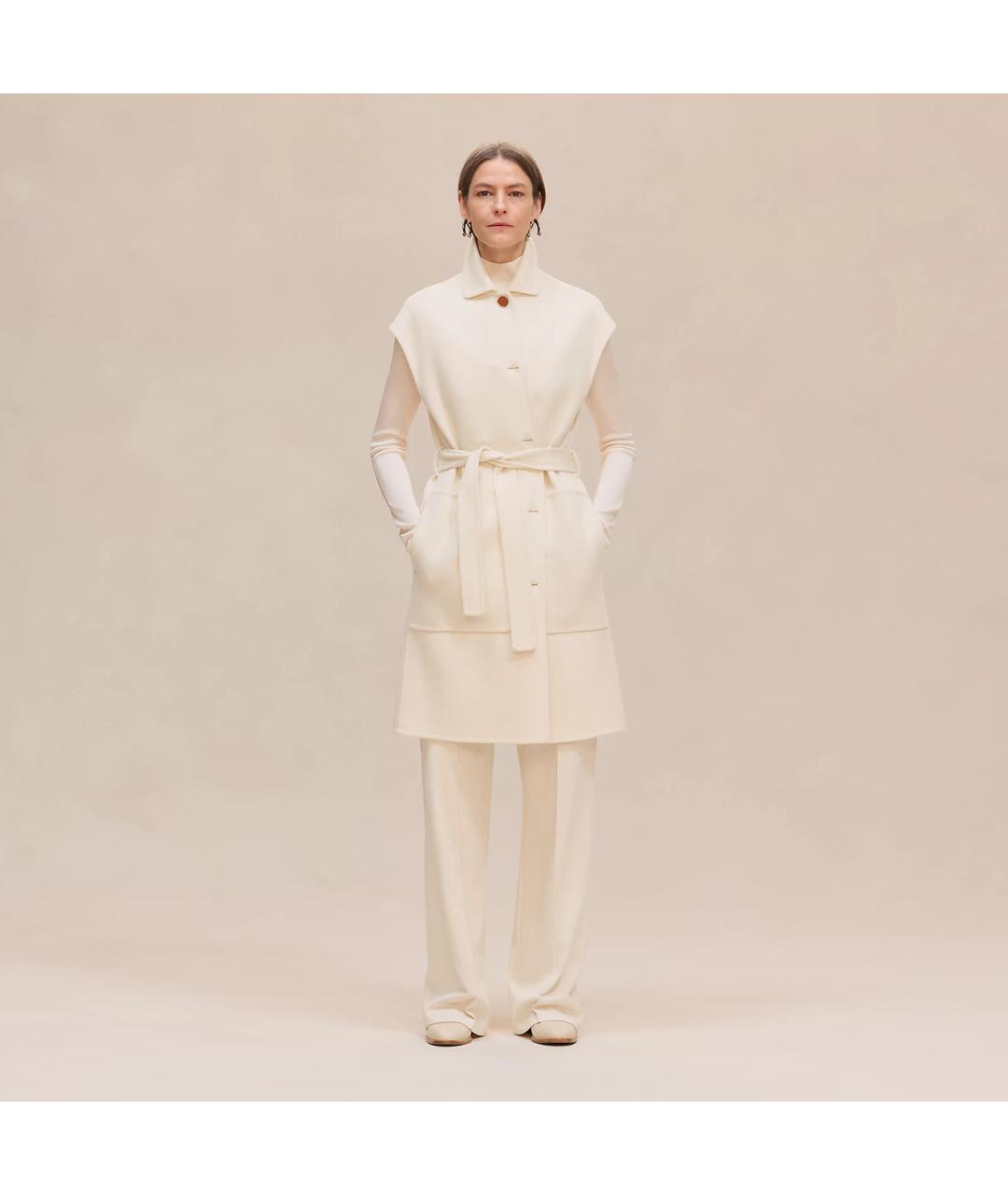 HERMES Белое кашемировое пальто, фото 2