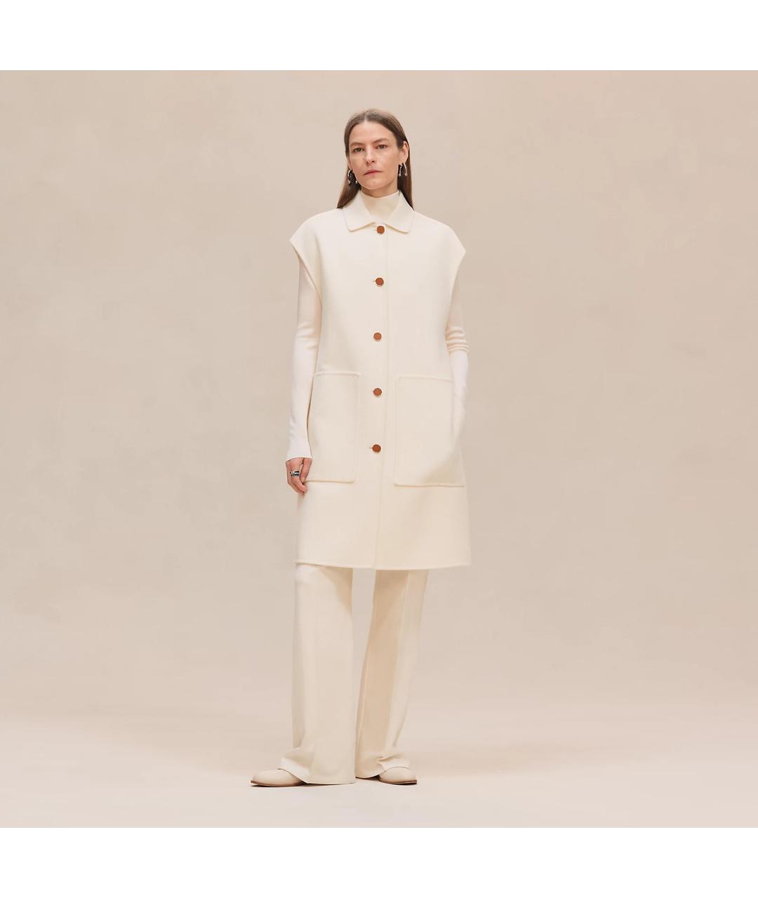 HERMES Белое кашемировое пальто, фото 3