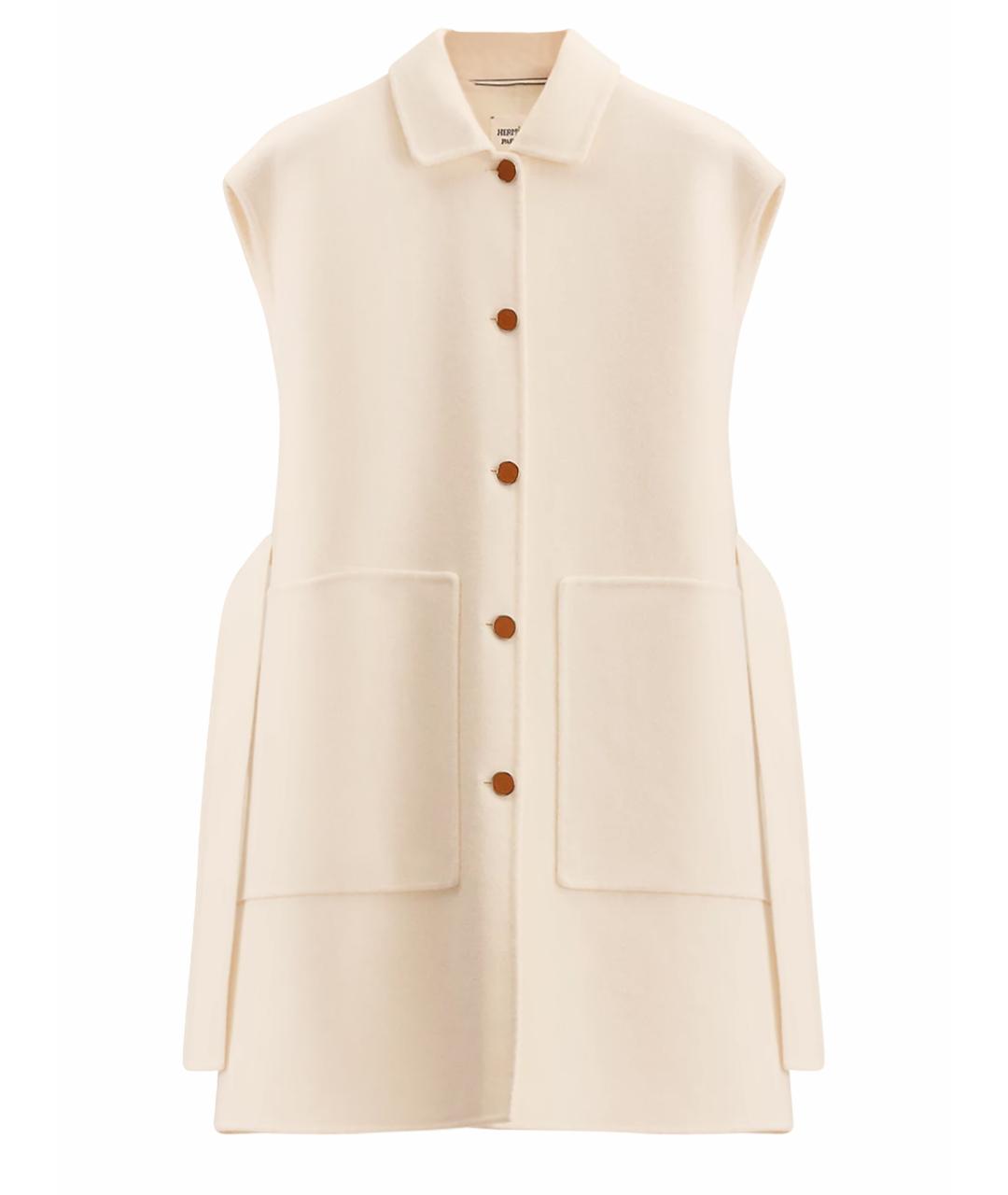 HERMES Белое кашемировое пальто, фото 1