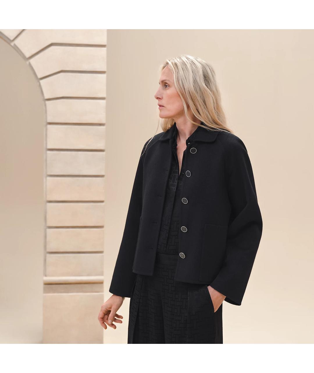 HERMES Черное кашемировое пальто, фото 4