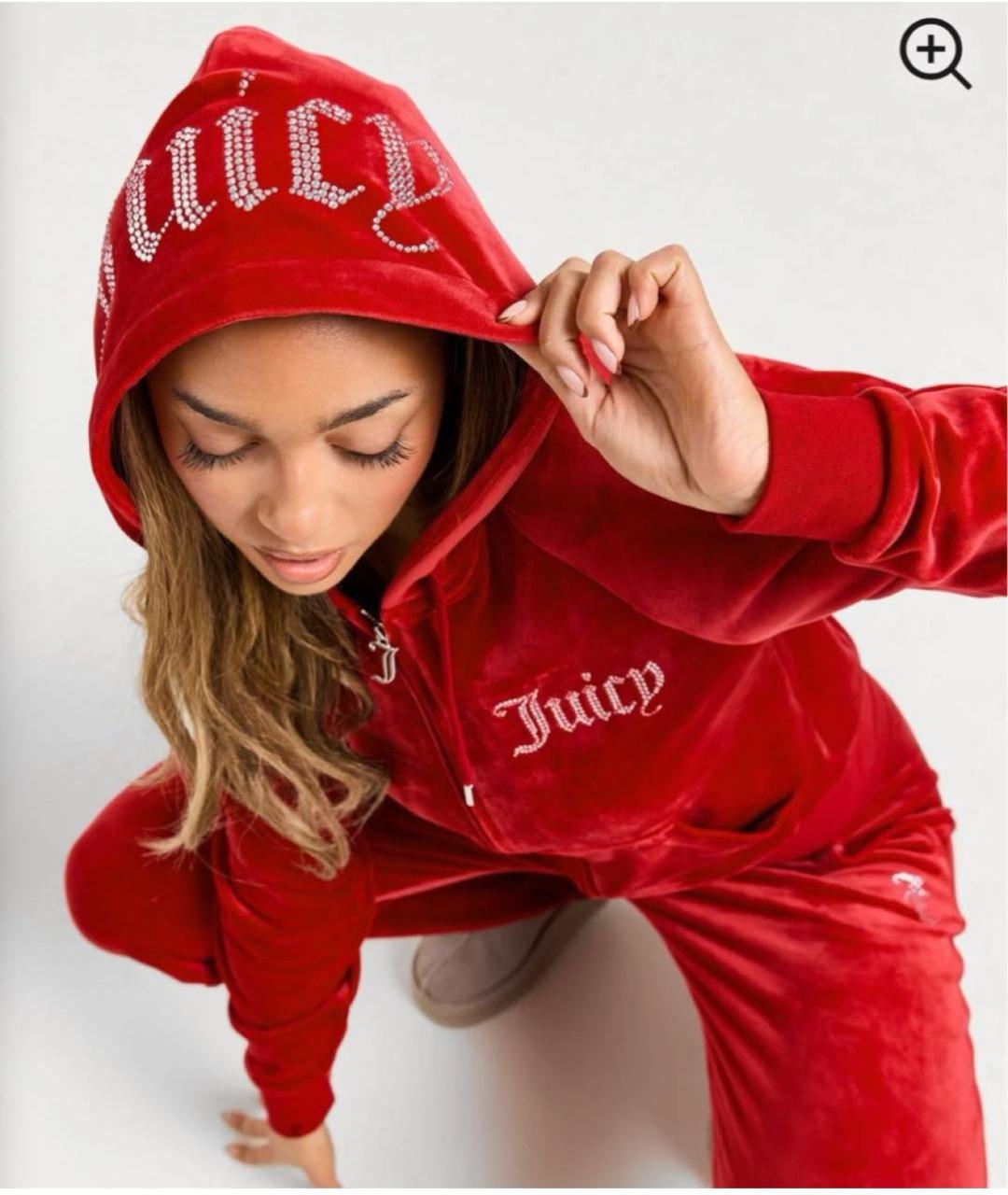 JUICY COUTURE Красный велюровый костюм с брюками, фото 5