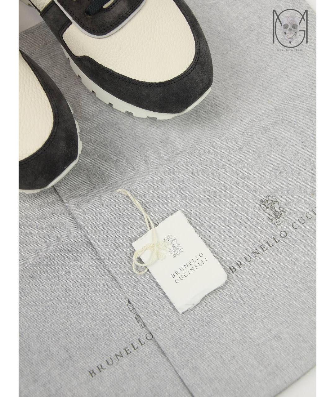 BRUNELLO CUCINELLI Бежевые кожаные низкие кроссовки / кеды, фото 9