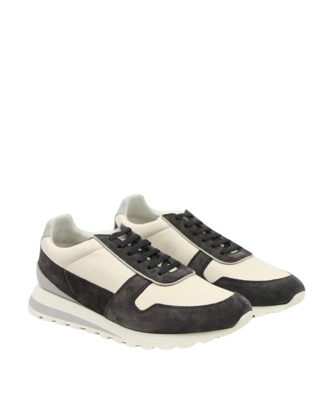 BRUNELLO CUCINELLI Бежевые кожаные низкие кроссовки / кеды, фото 2