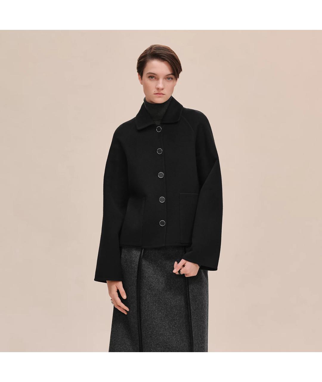 HERMES Черное кашемировое пальто, фото 3