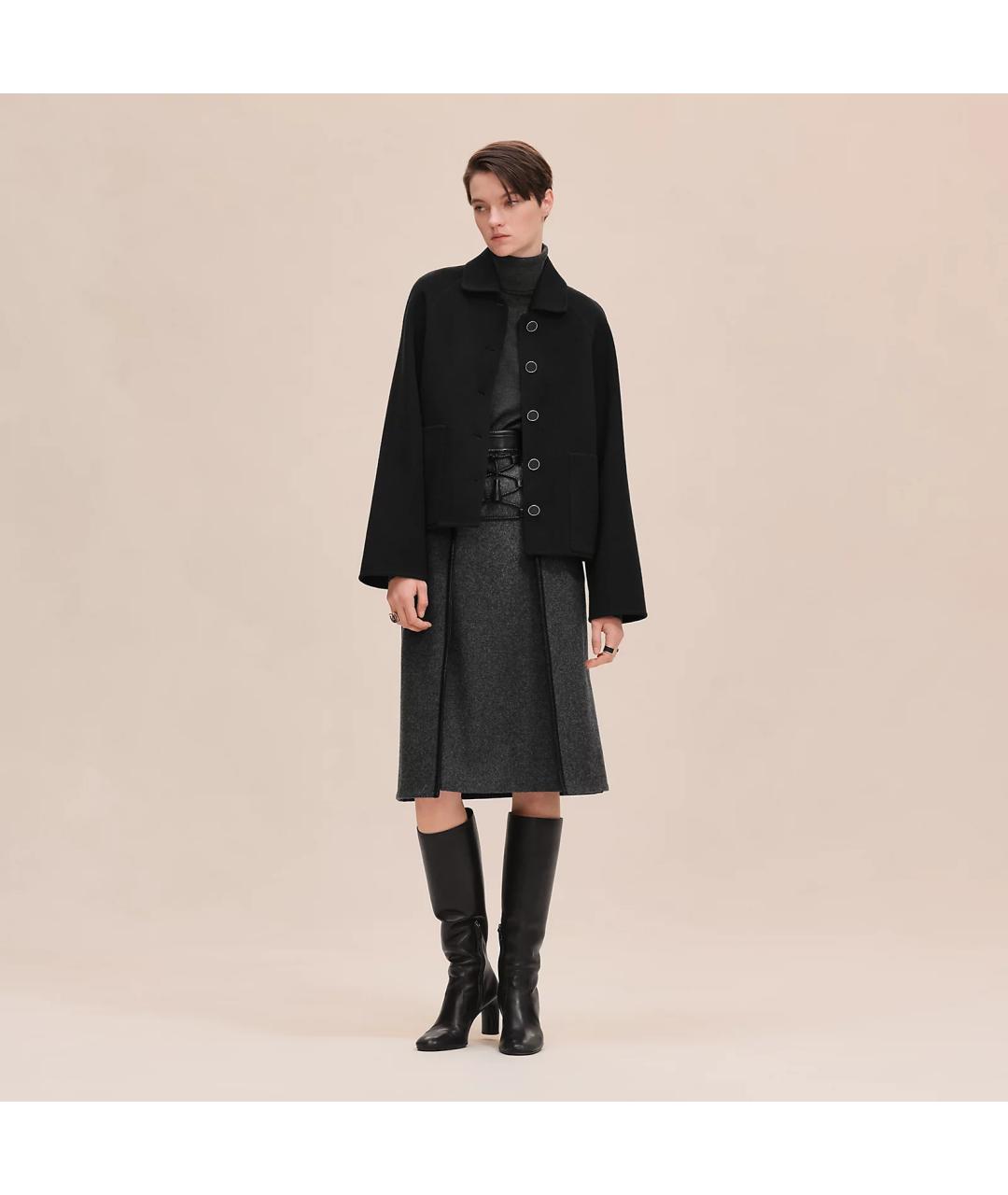 HERMES Черное кашемировое пальто, фото 2