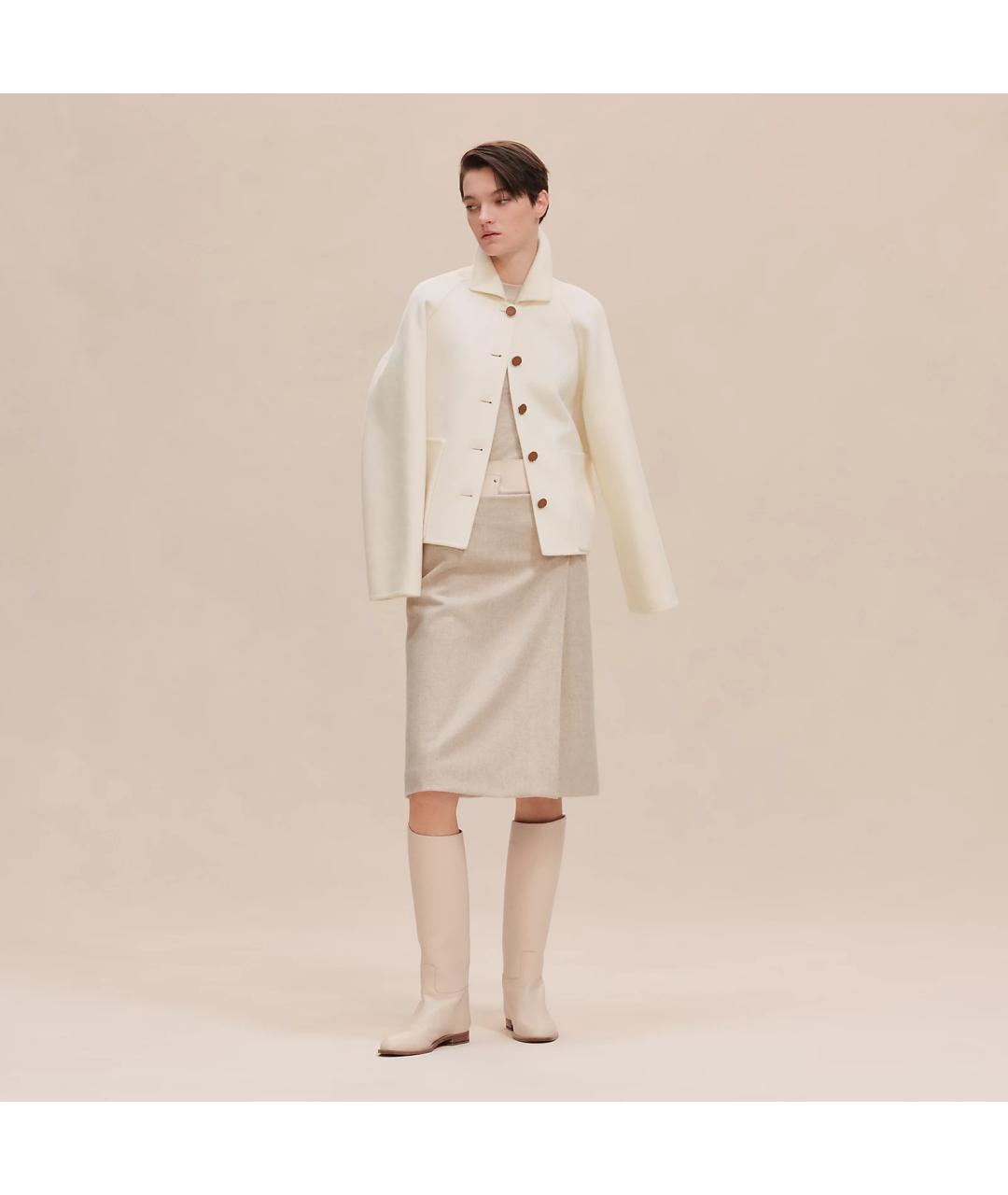 HERMES Белое кашемировое пальто, фото 2