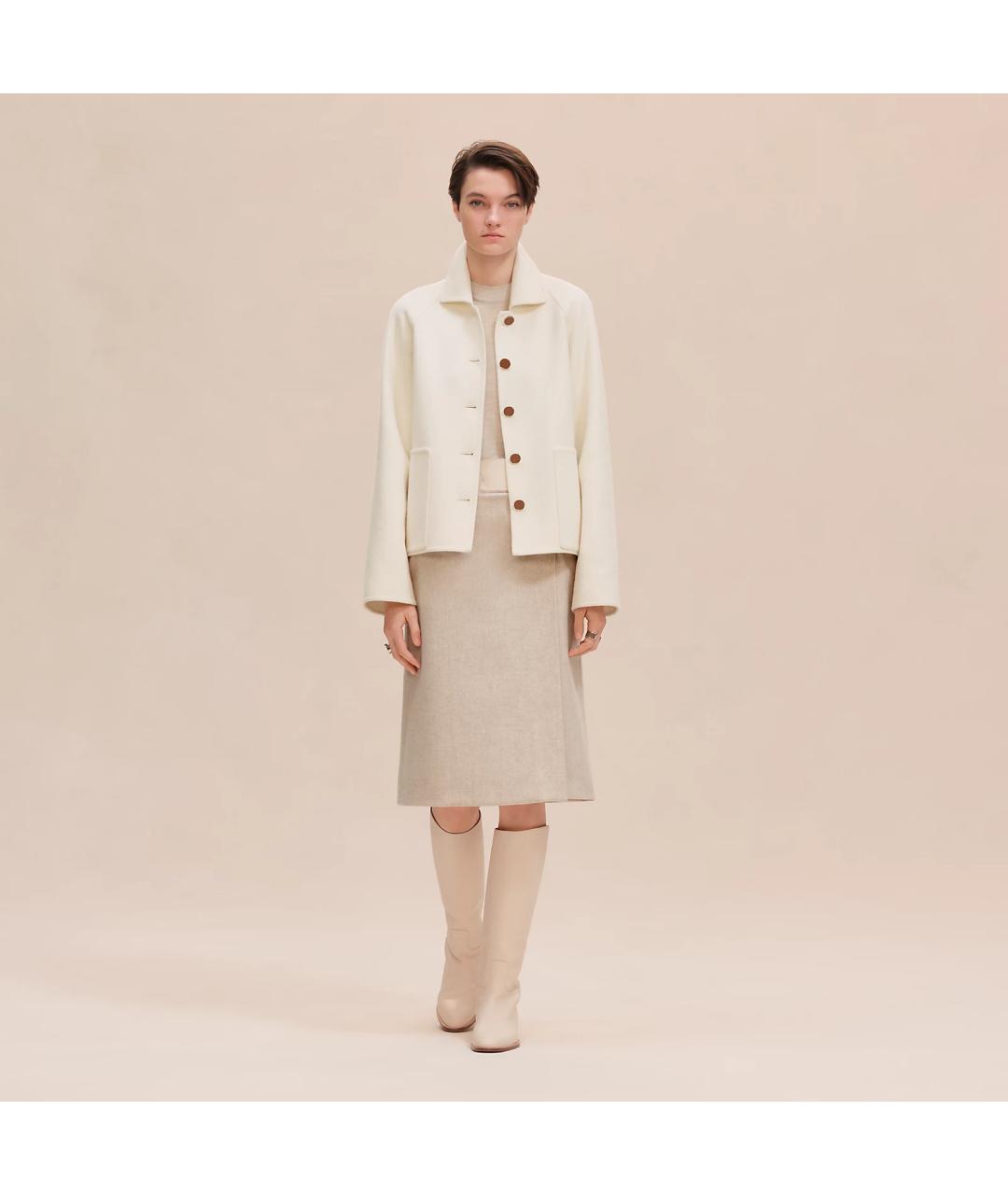 HERMES Белое кашемировое пальто, фото 3