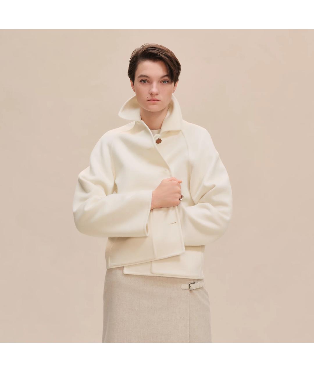 HERMES Белое кашемировое пальто, фото 4