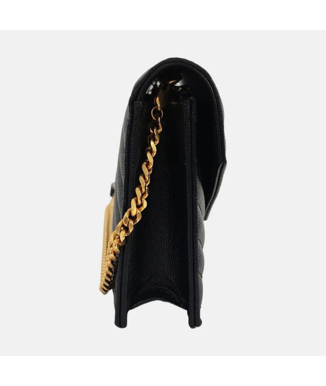 SAINT LAURENT Черная кожаная сумка через плечо, фото 2