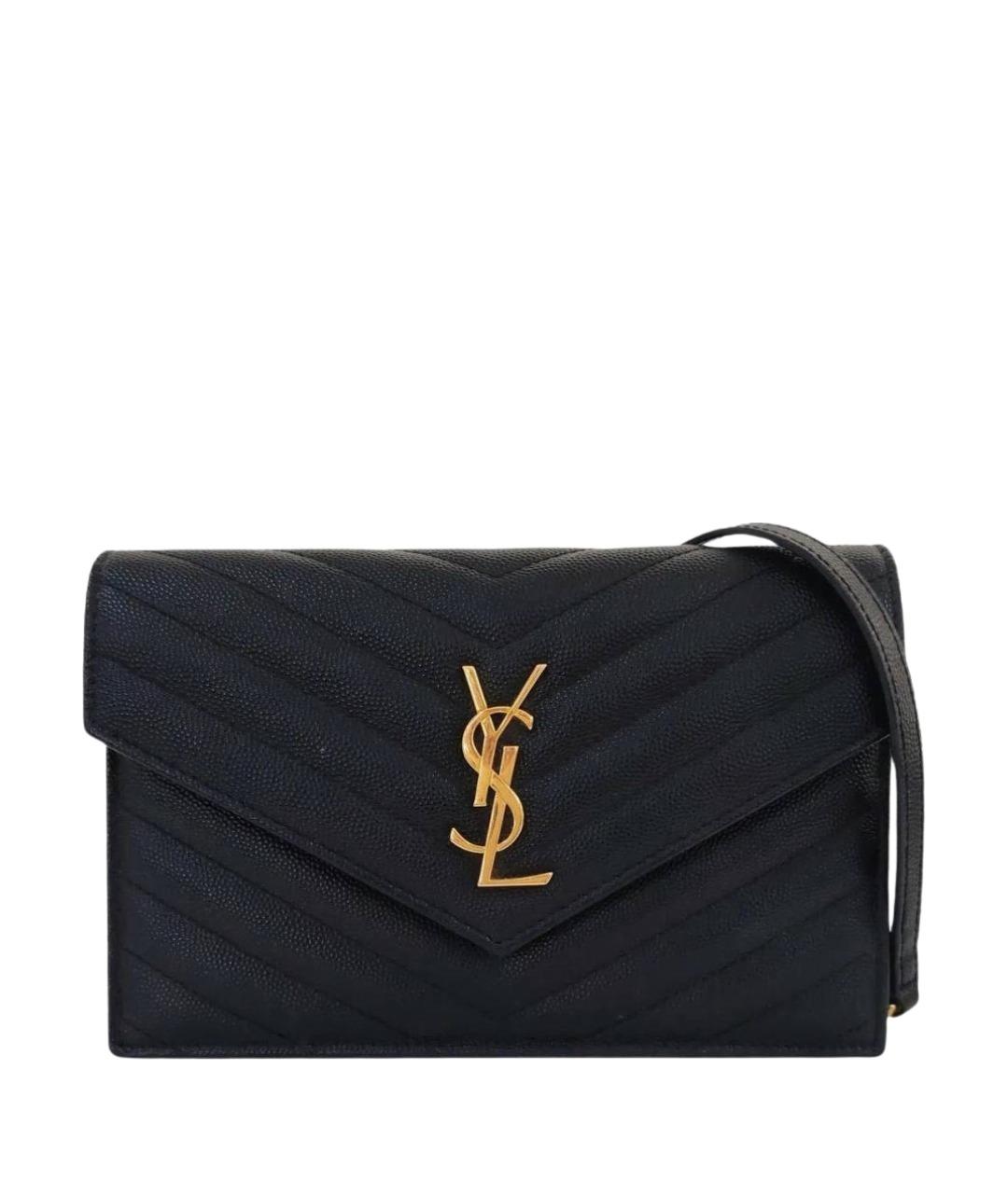 SAINT LAURENT Черная кожаная сумка через плечо, фото 1
