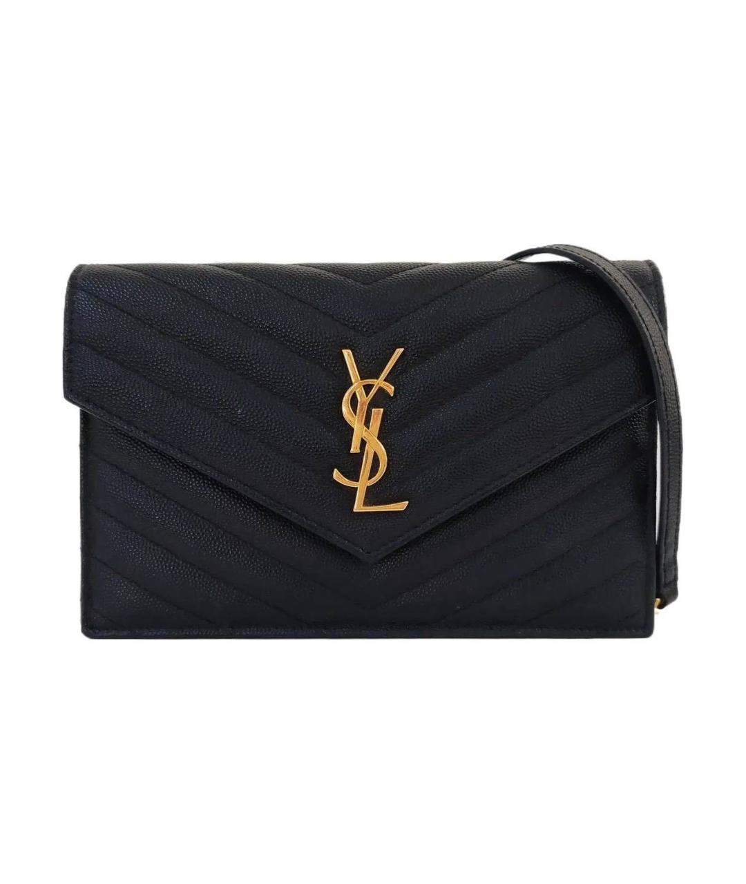 SAINT LAURENT Черная кожаная сумка через плечо, фото 9