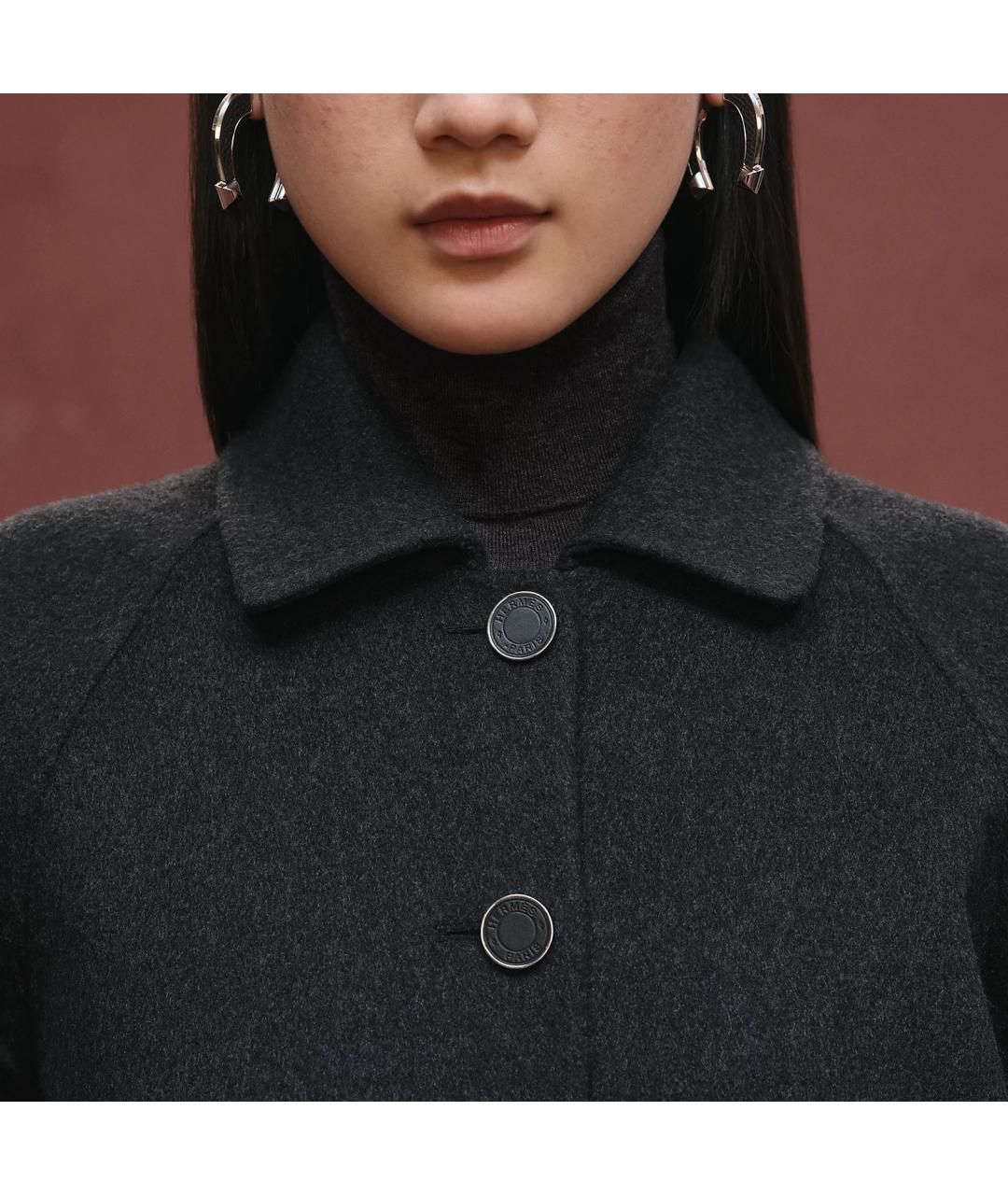 HERMES Черное кашемировое пальто, фото 5