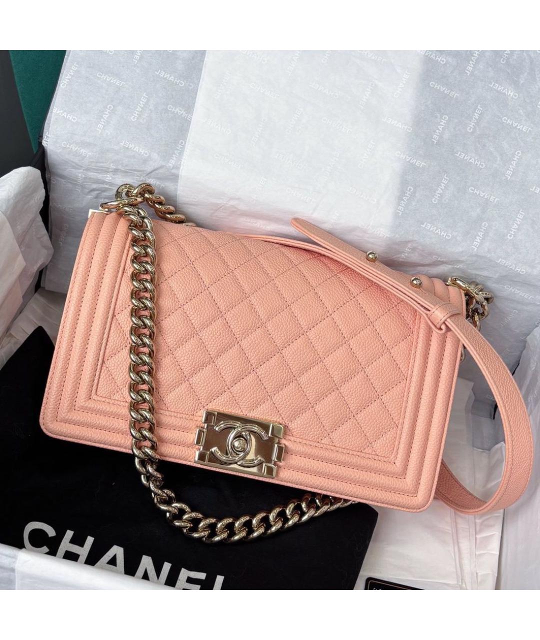 CHANEL Коралловая кожаная сумка через плечо, фото 8