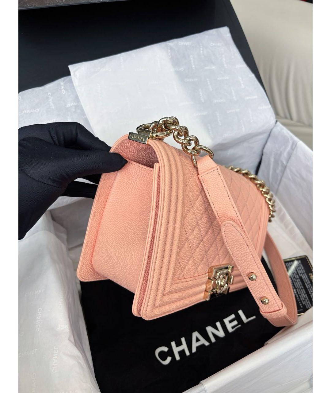 CHANEL Коралловая кожаная сумка через плечо, фото 3