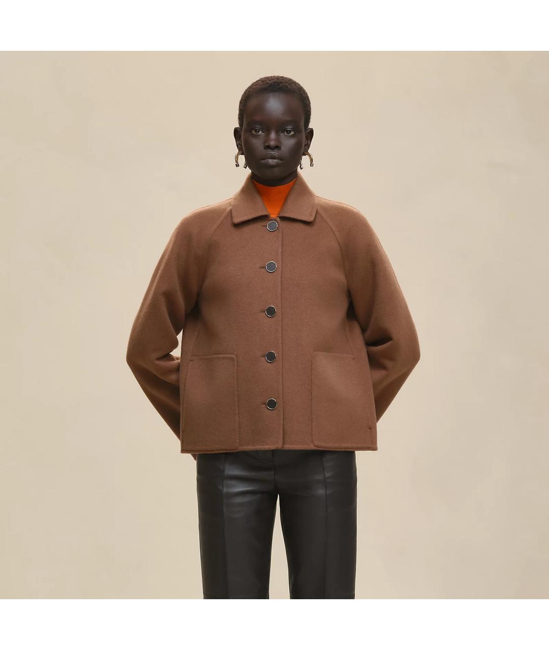HERMES Коричневое кашемировое пальто, фото 6