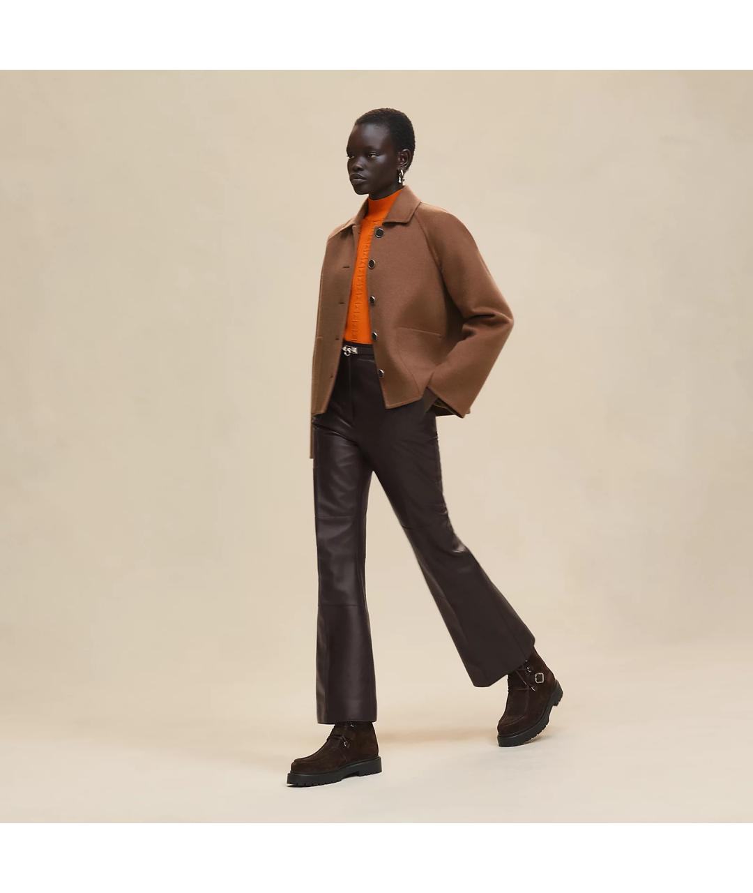 HERMES Коричневое кашемировое пальто, фото 2