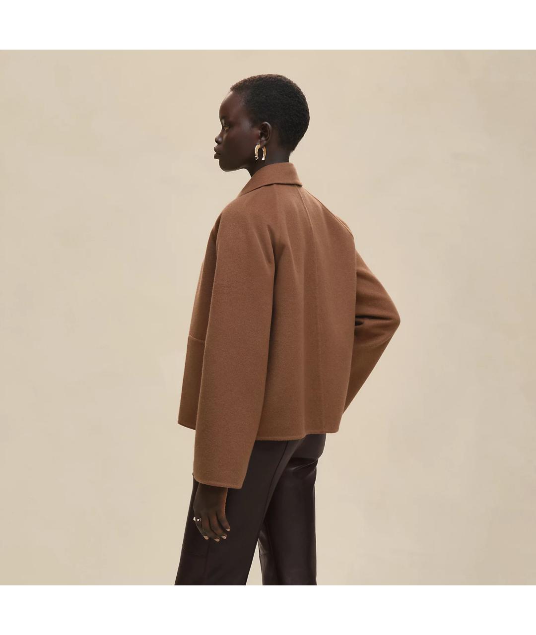 HERMES Коричневое кашемировое пальто, фото 3