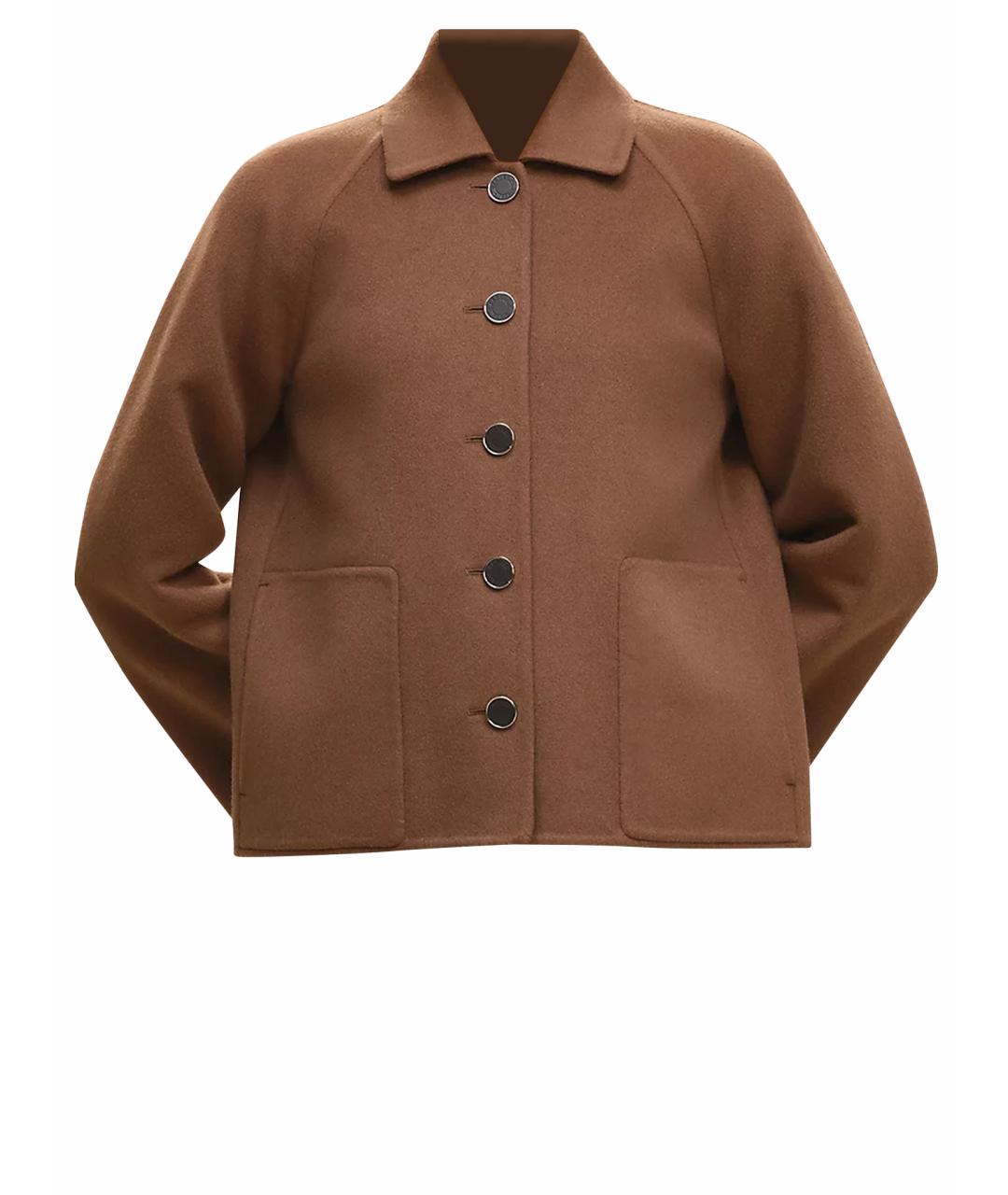 HERMES Коричневое кашемировое пальто, фото 1