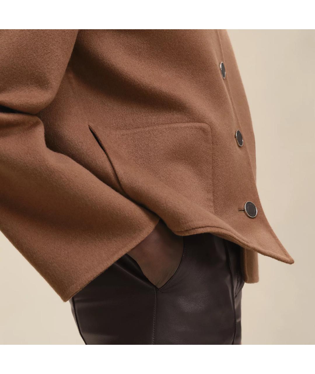 HERMES Коричневое кашемировое пальто, фото 5