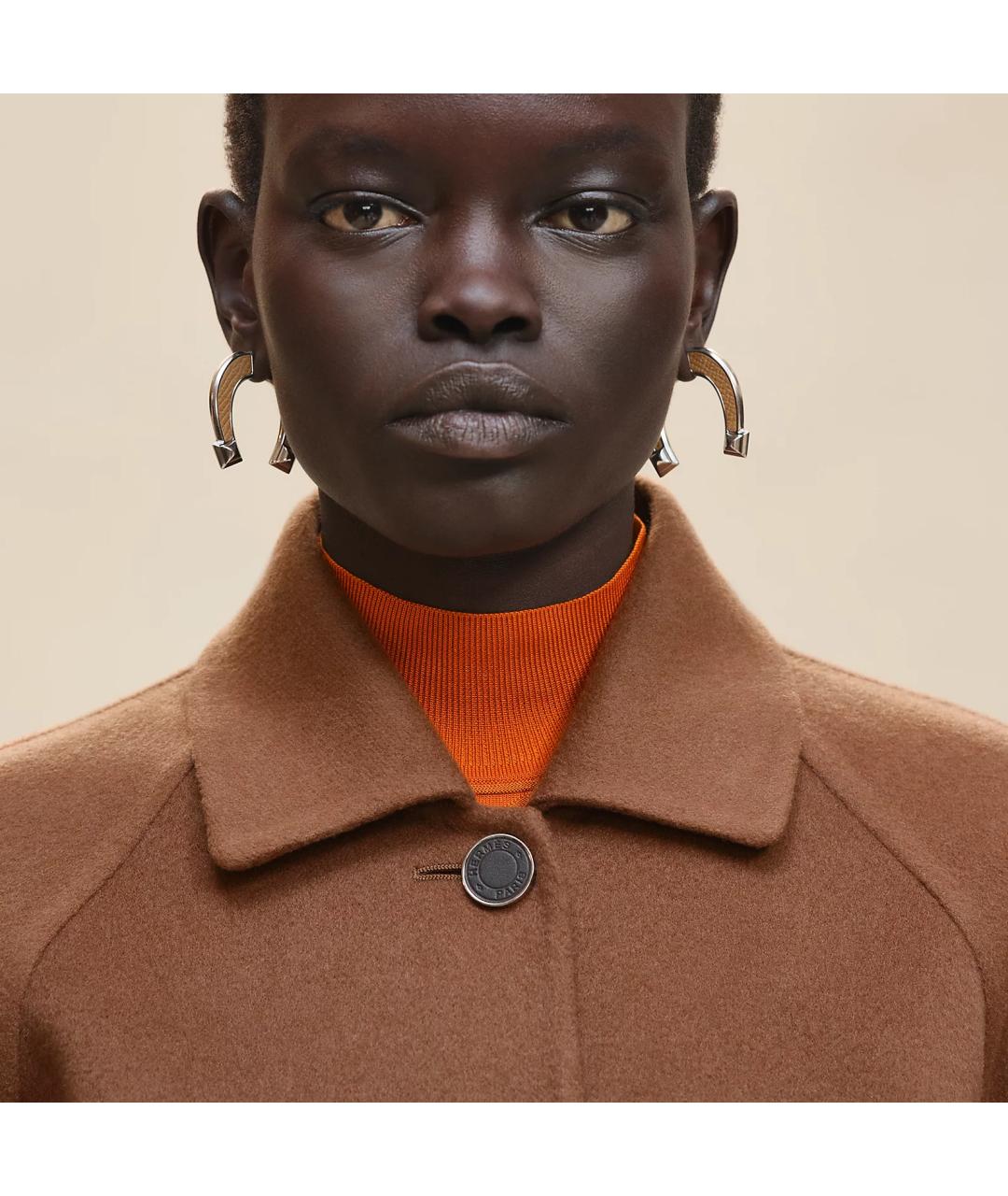 HERMES Коричневое кашемировое пальто, фото 4