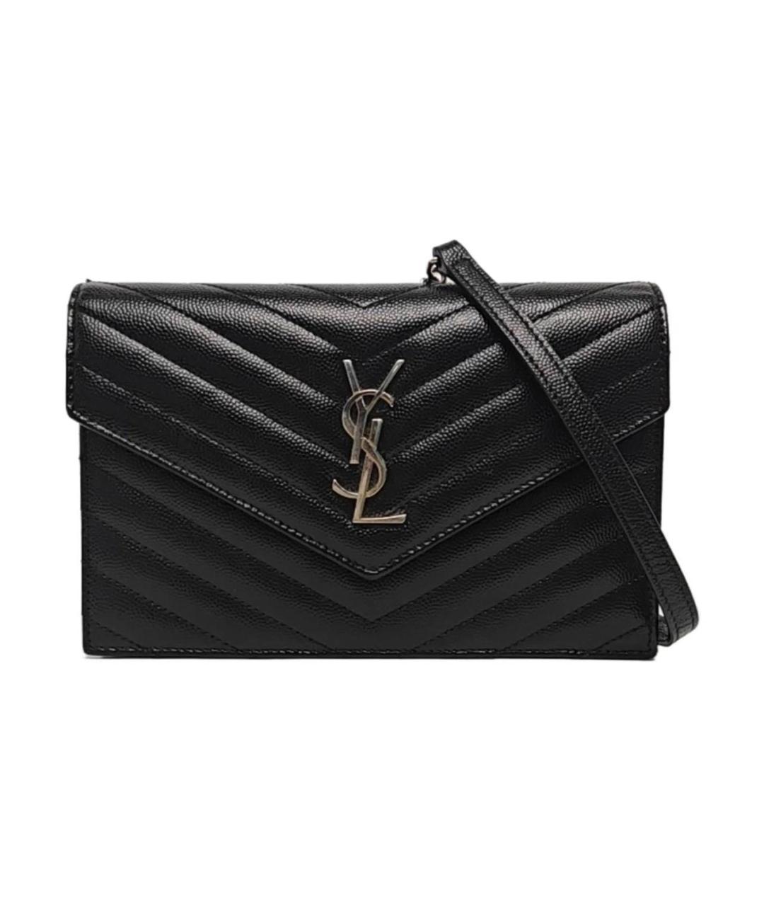 SAINT LAURENT Черная кожаная сумка через плечо, фото 9