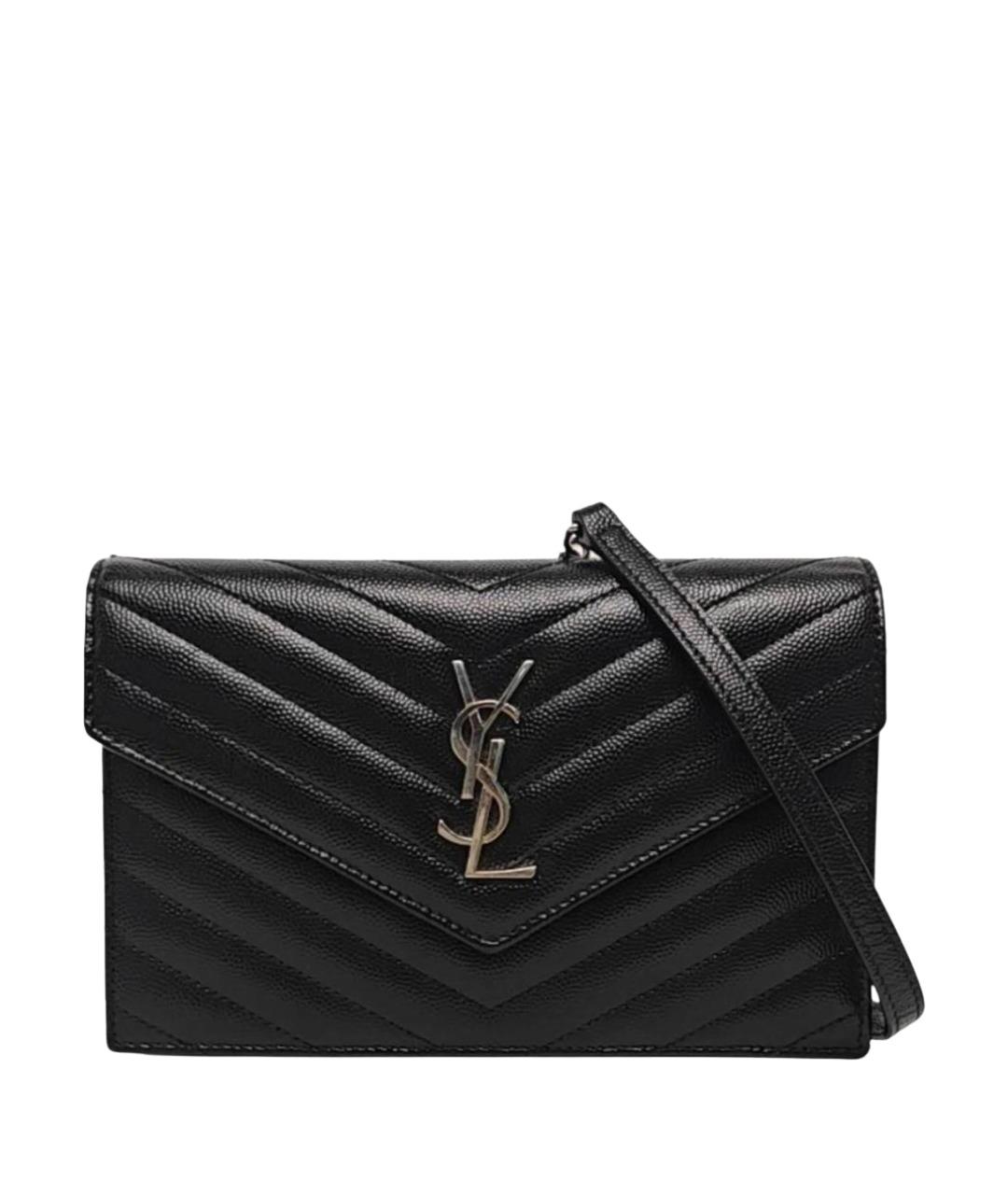 SAINT LAURENT Черная кожаная сумка через плечо, фото 1