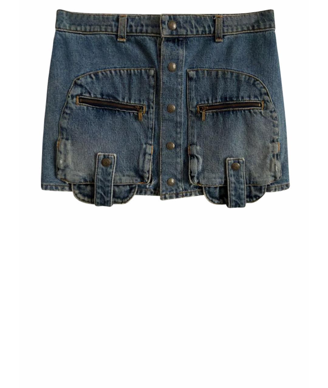 SAINT LAURENT Синяя деним юбка мини, фото 1