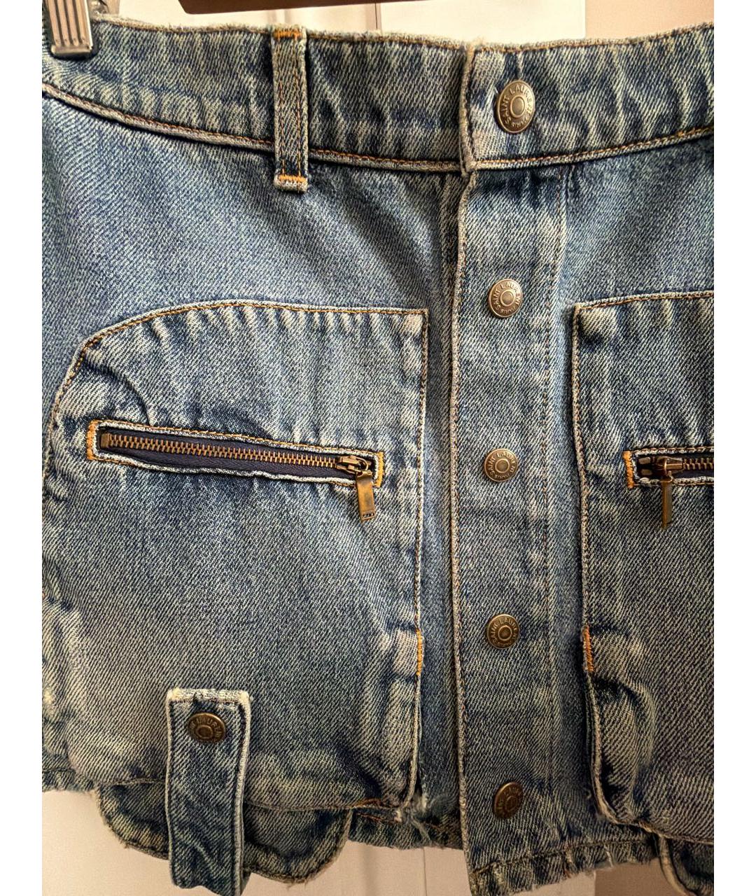 SAINT LAURENT Синяя деним юбка мини, фото 4