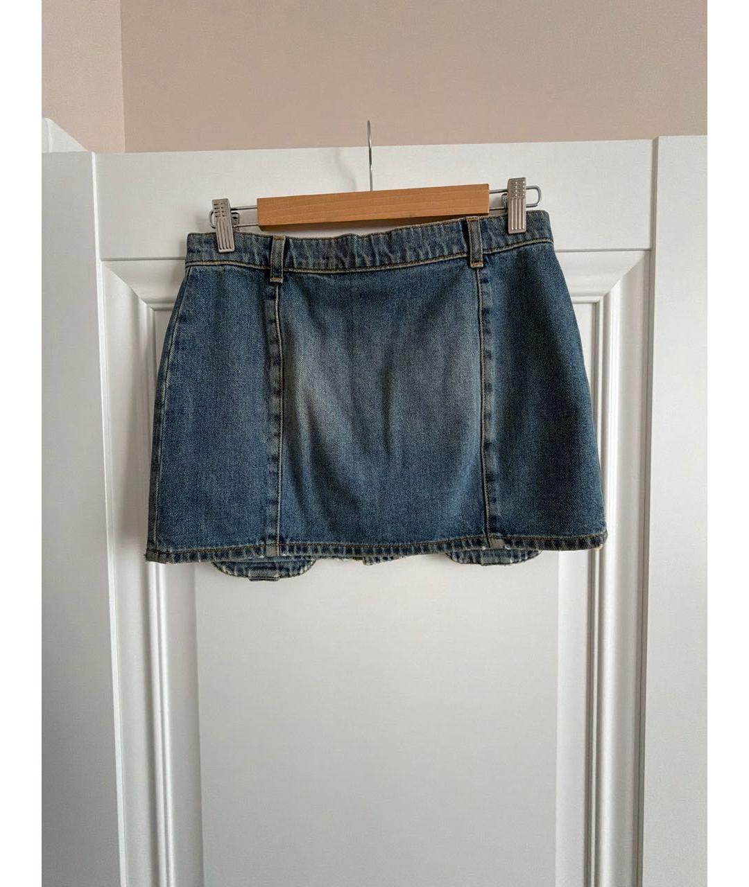 SAINT LAURENT Синяя деним юбка мини, фото 2