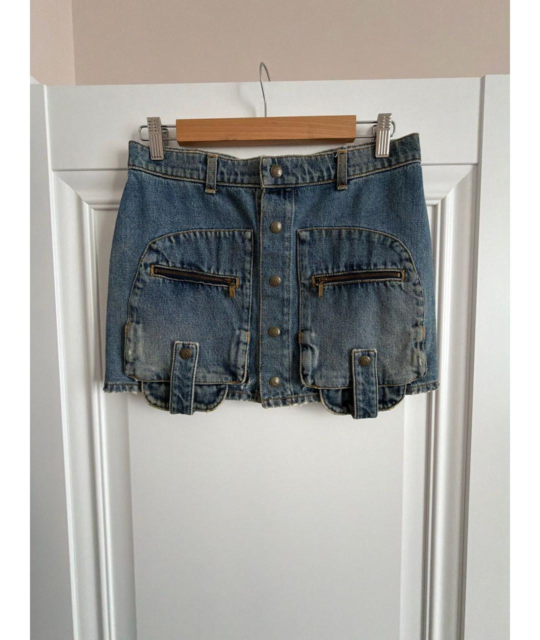 SAINT LAURENT Синяя деним юбка мини, фото 7
