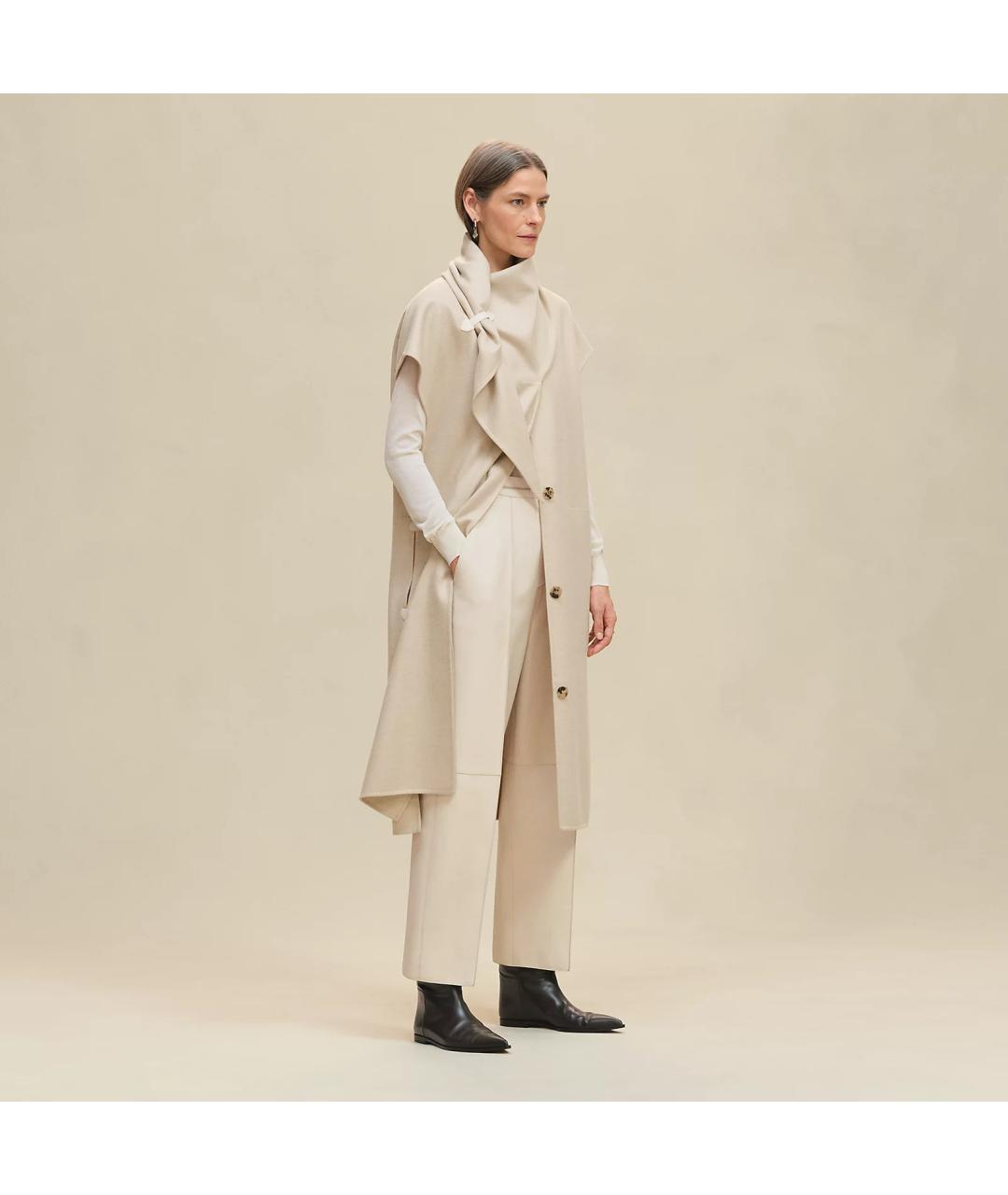 HERMES Белый шерстяной жилет, фото 3