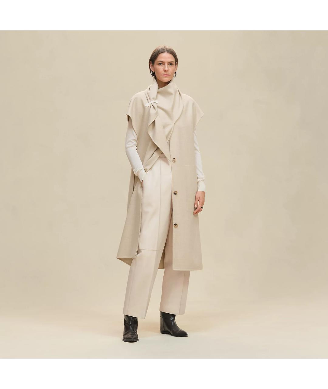 HERMES Белый шерстяной жилет, фото 8