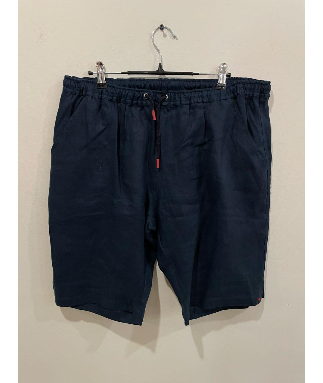 KITON Темно-синие льняные шорты, фото 6