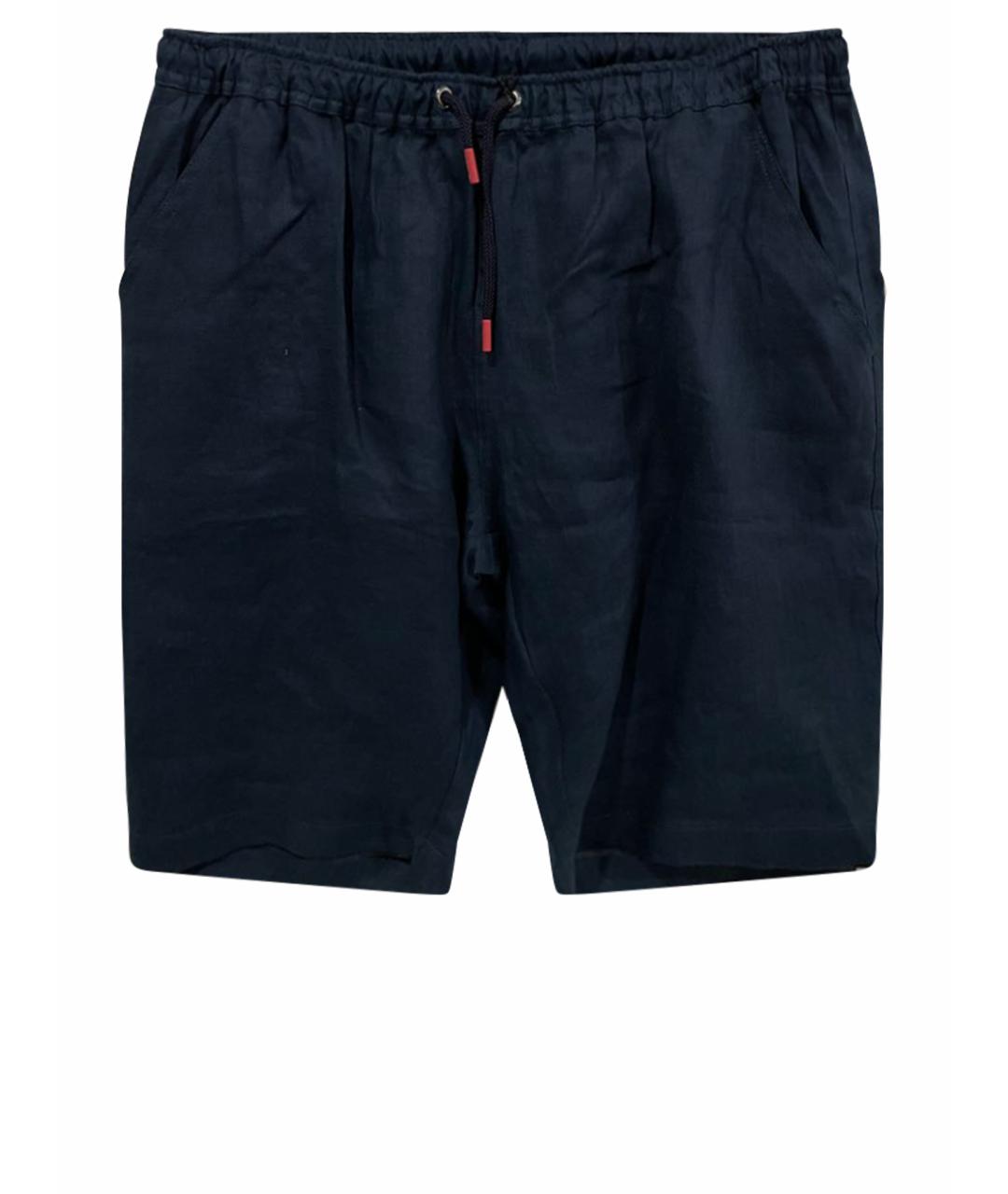 KITON Темно-синие льняные шорты, фото 1