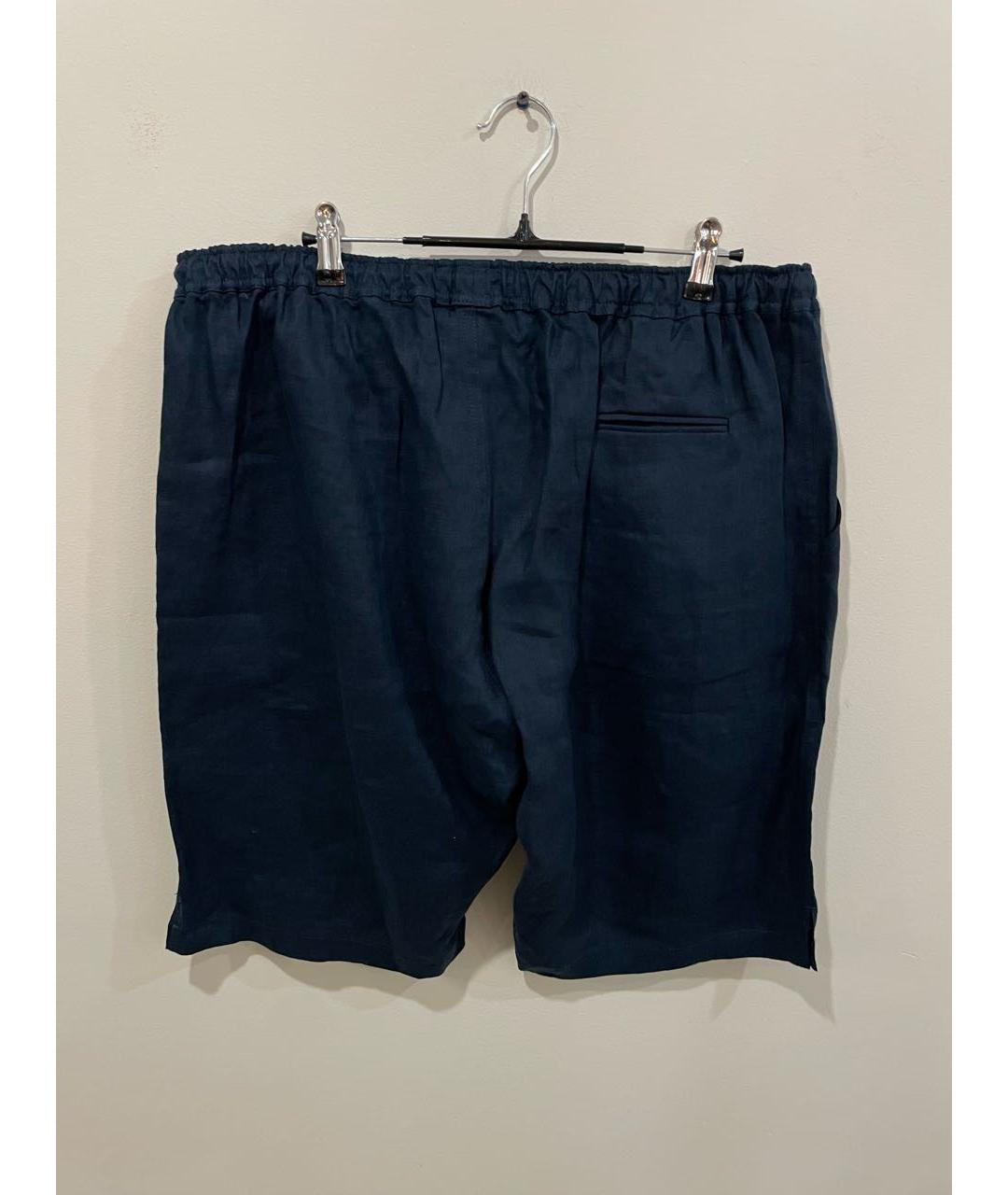 KITON Темно-синие льняные шорты, фото 2
