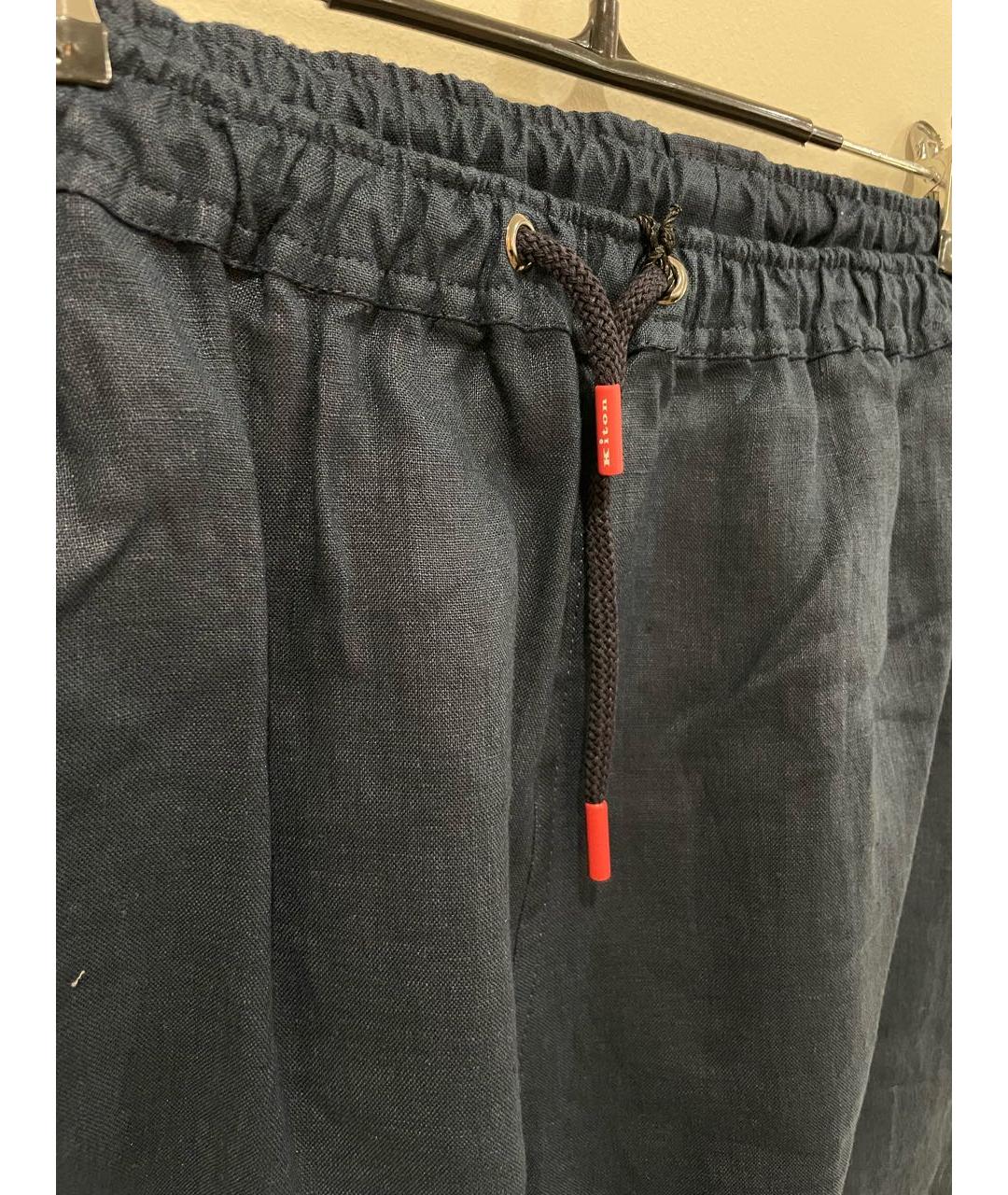 KITON Темно-синие льняные шорты, фото 3