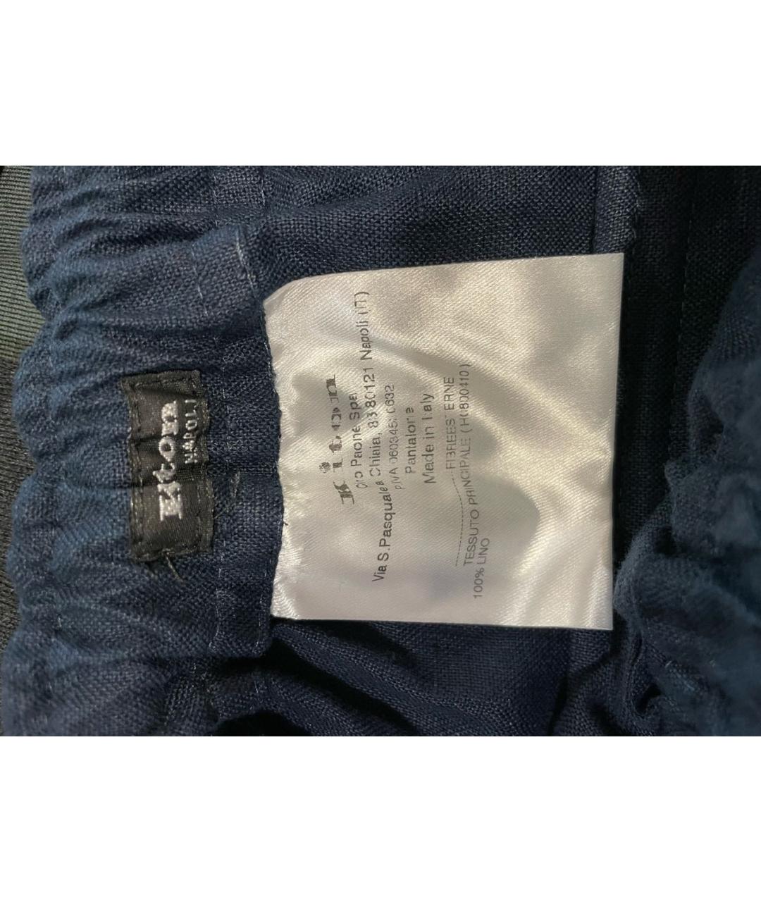 KITON Темно-синие льняные шорты, фото 4