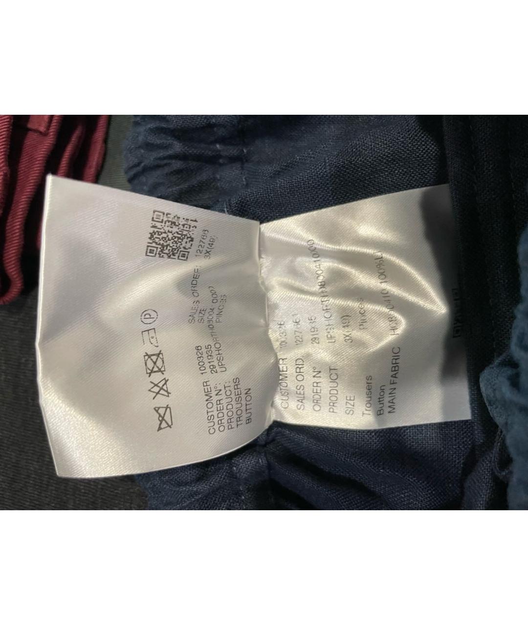 KITON Темно-синие льняные шорты, фото 5