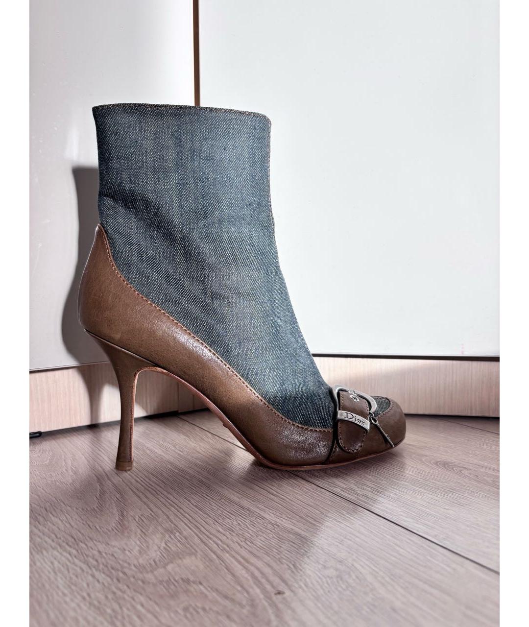 CHRISTIAN DIOR Синие текстильные ботильоны, фото 8