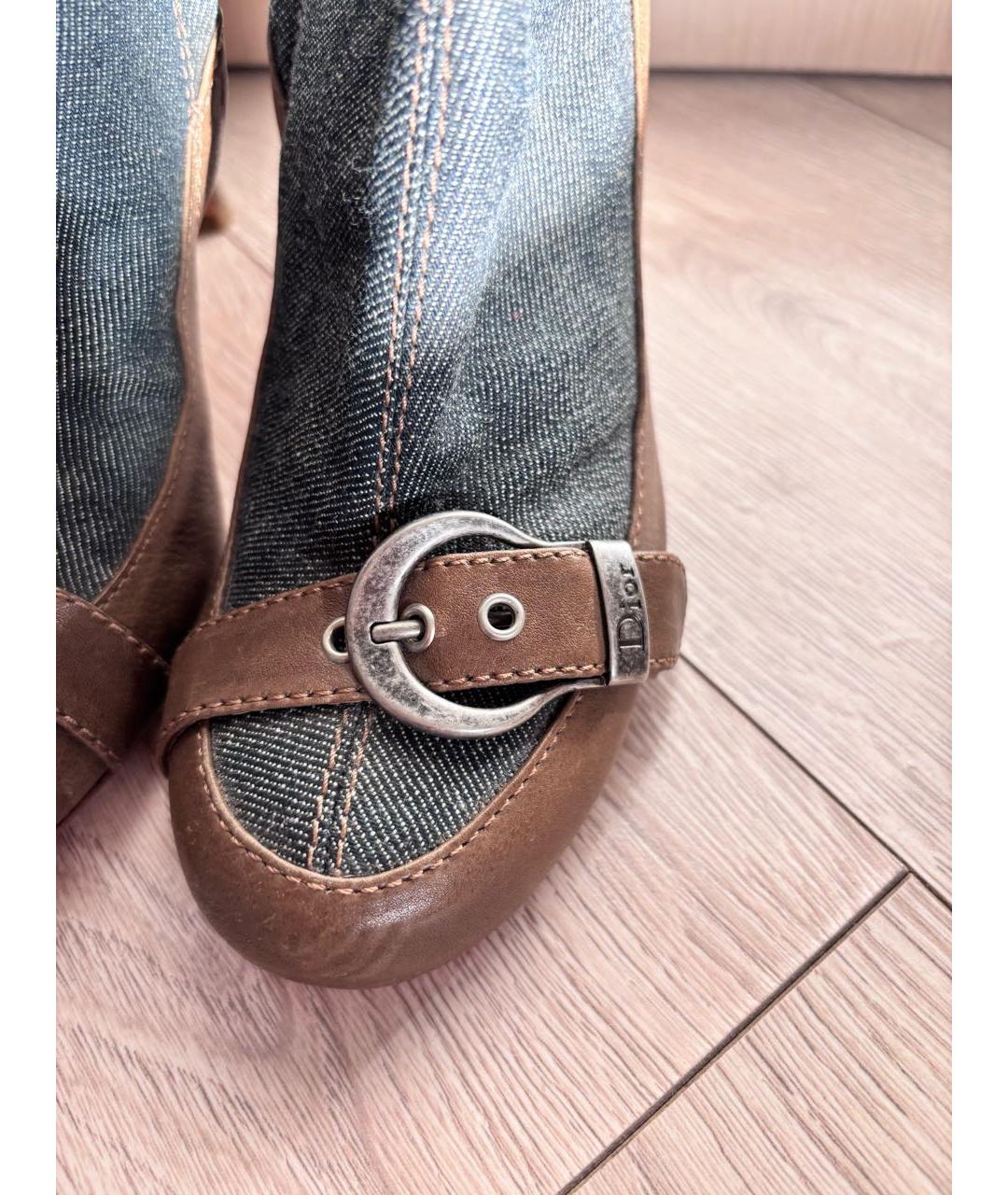 CHRISTIAN DIOR Синие текстильные ботильоны, фото 6