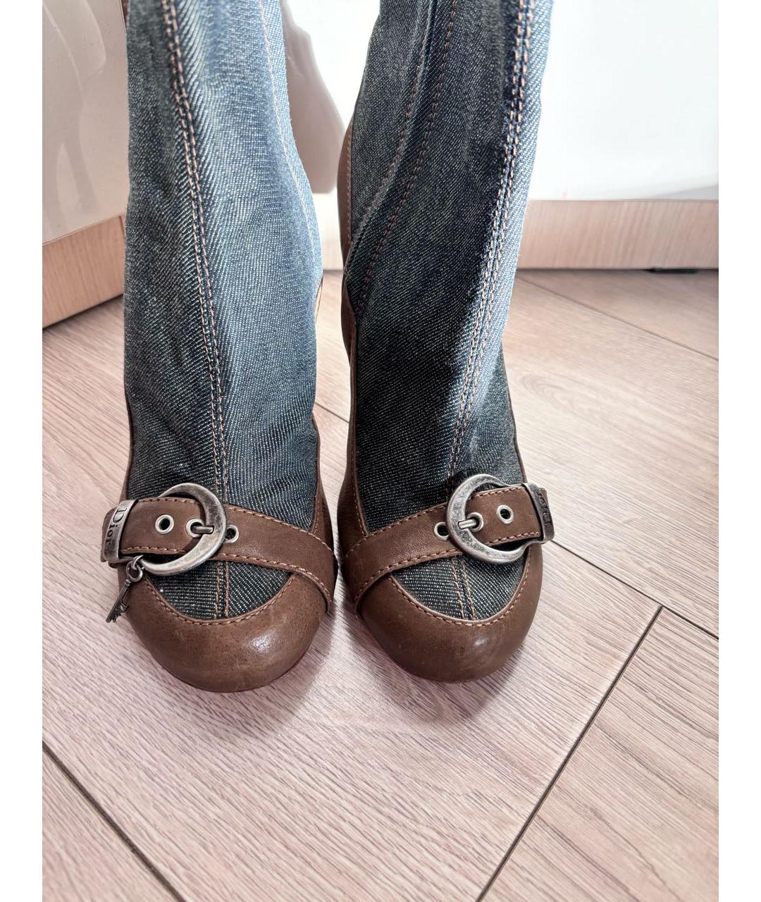 CHRISTIAN DIOR Синие текстильные ботильоны, фото 2