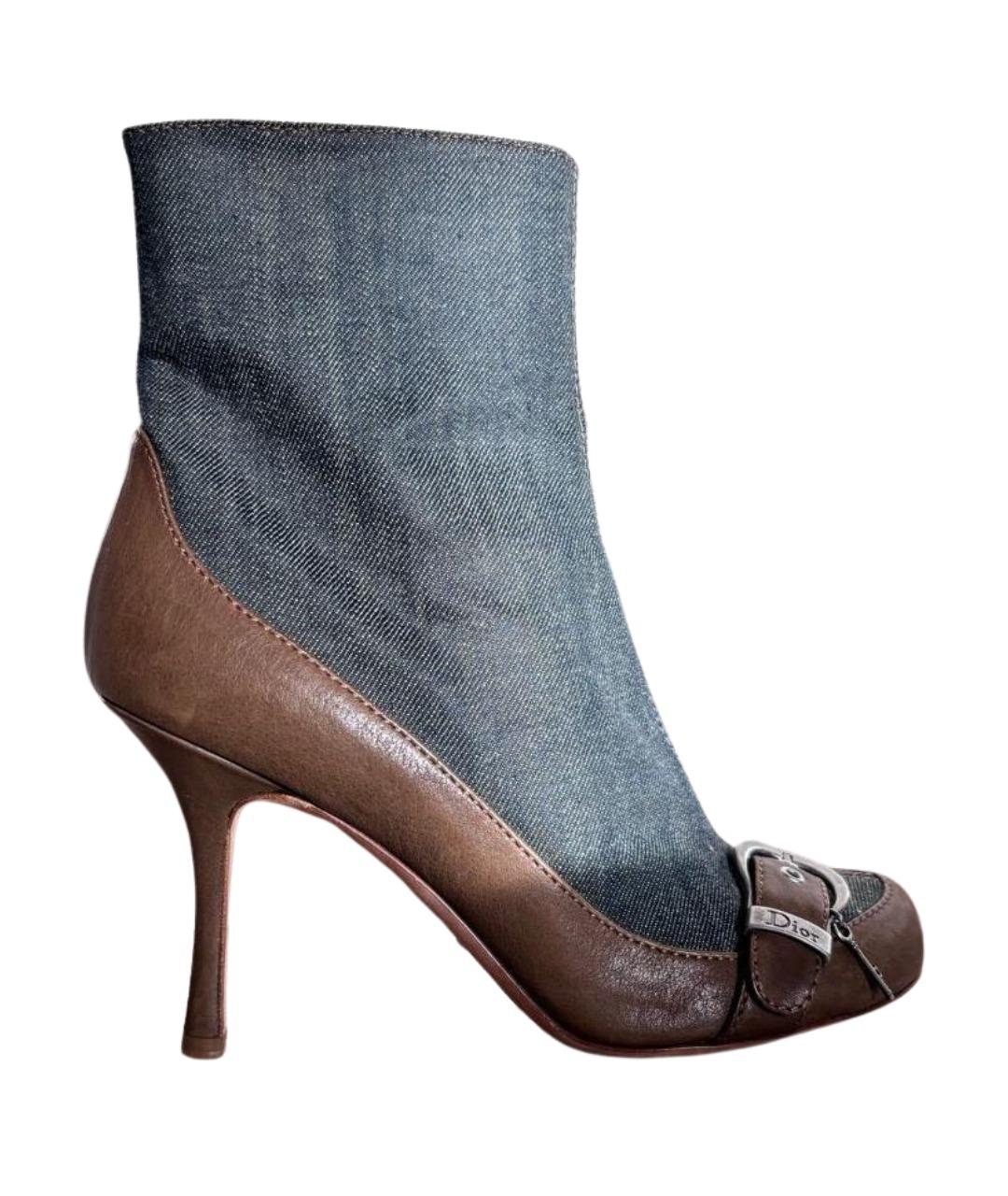 CHRISTIAN DIOR Синие текстильные ботильоны, фото 1