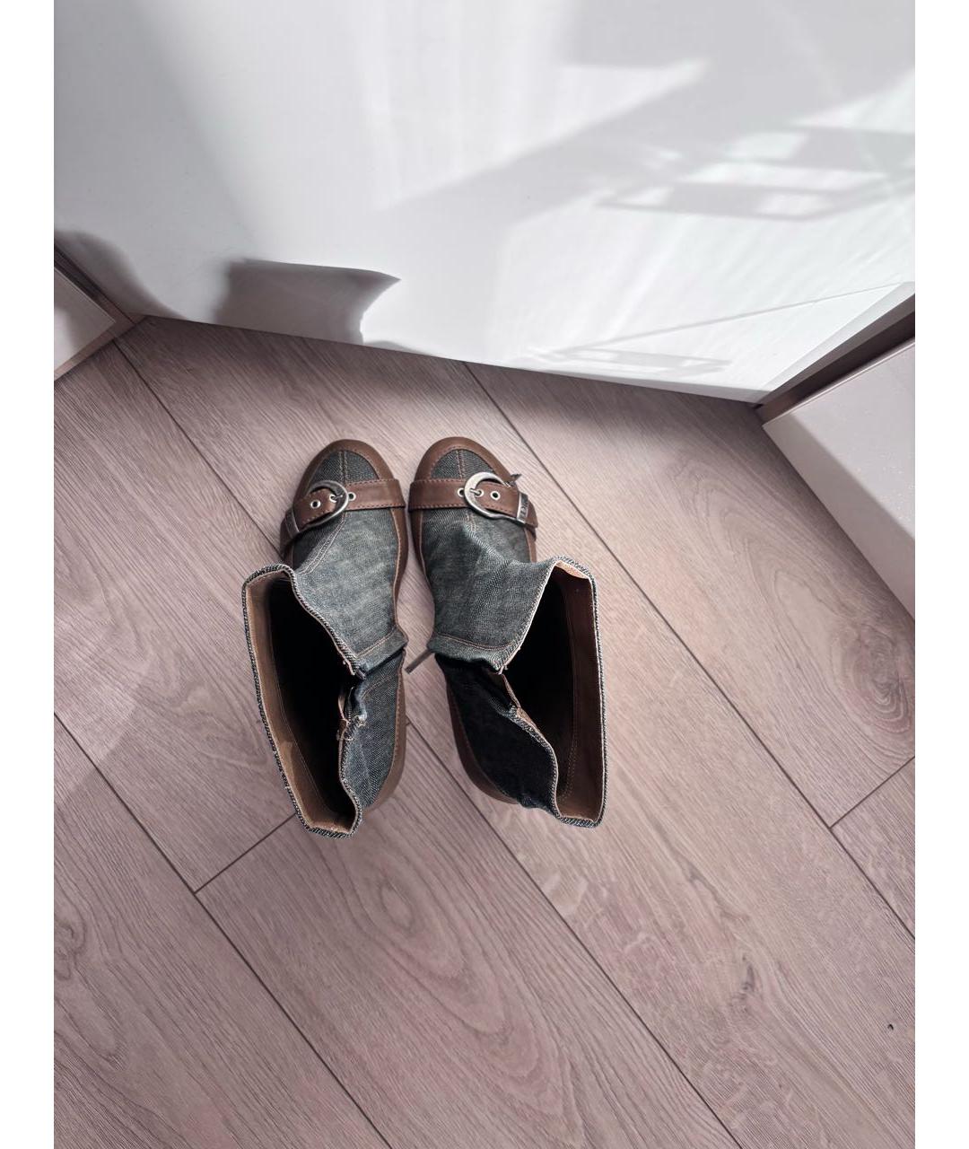 CHRISTIAN DIOR Синие текстильные ботильоны, фото 3