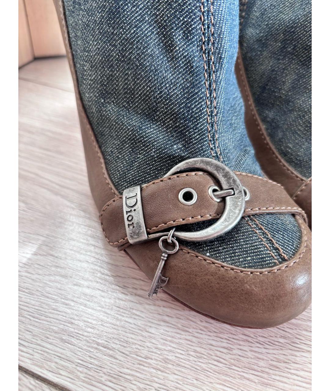 CHRISTIAN DIOR Синие текстильные ботильоны, фото 5