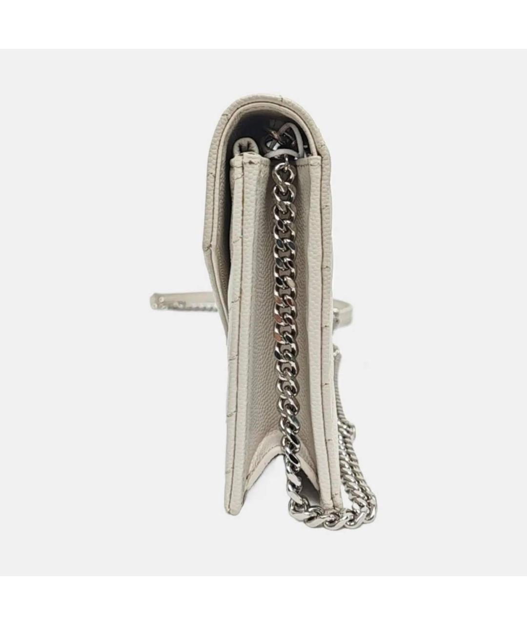 SAINT LAURENT Белая кожаная сумка через плечо, фото 2