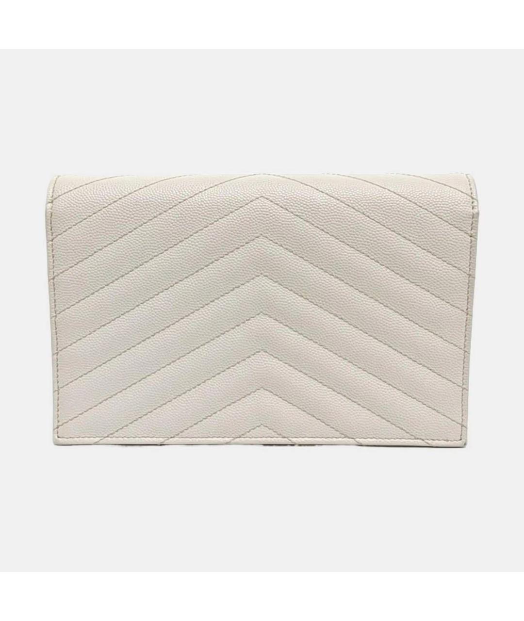 SAINT LAURENT Белая кожаная сумка через плечо, фото 4