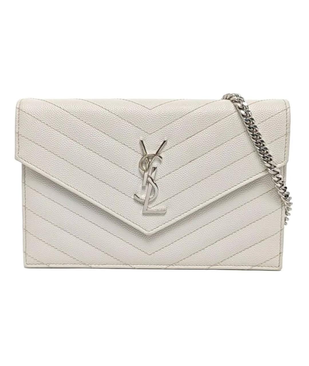 SAINT LAURENT Белая кожаная сумка через плечо, фото 1